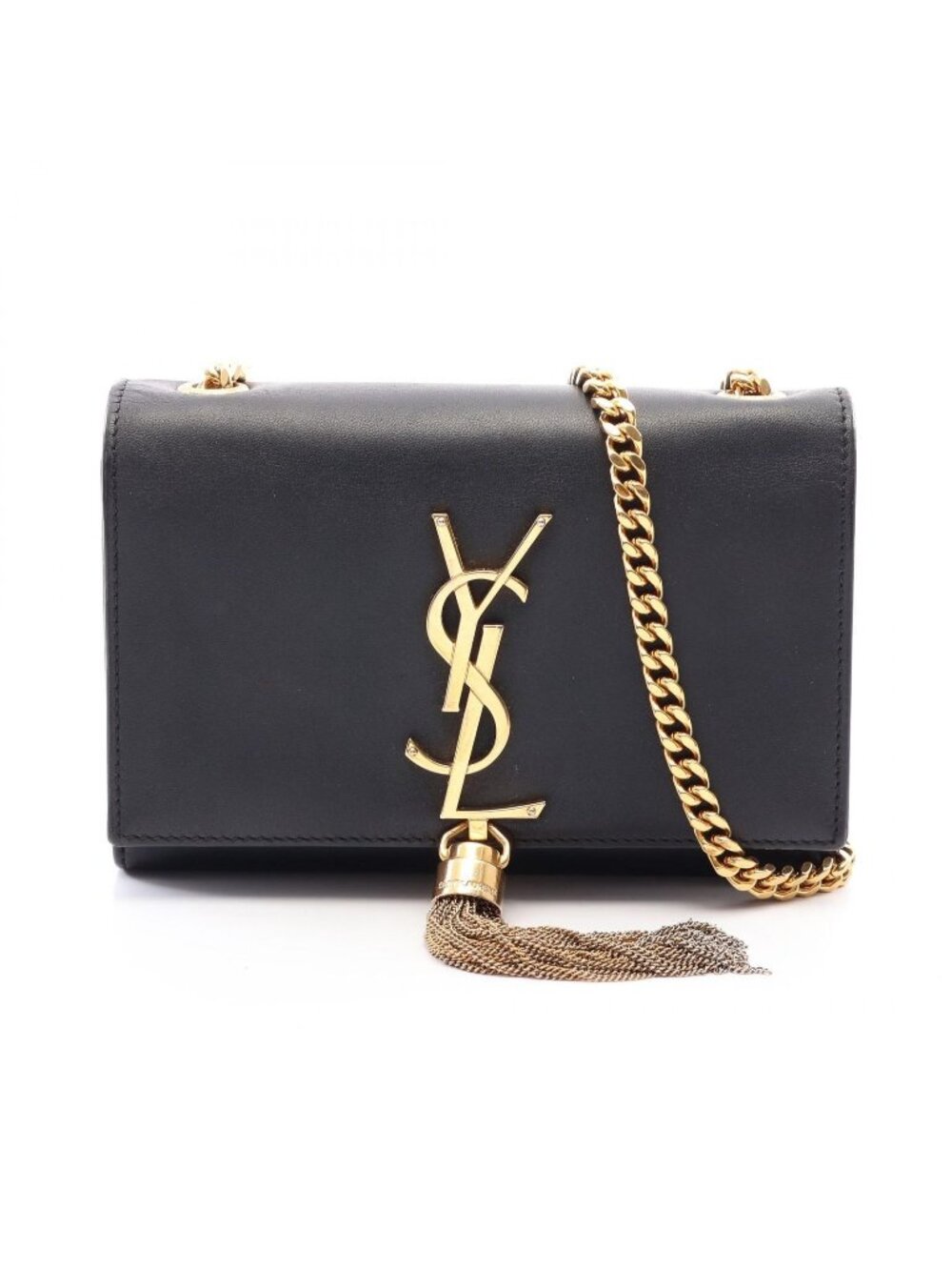 Saint Laurent Paris Shoulder Bag Kate Monogram Black Leather Tassel Small